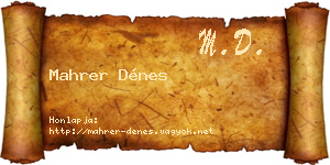 Mahrer Dénes névjegykártya
